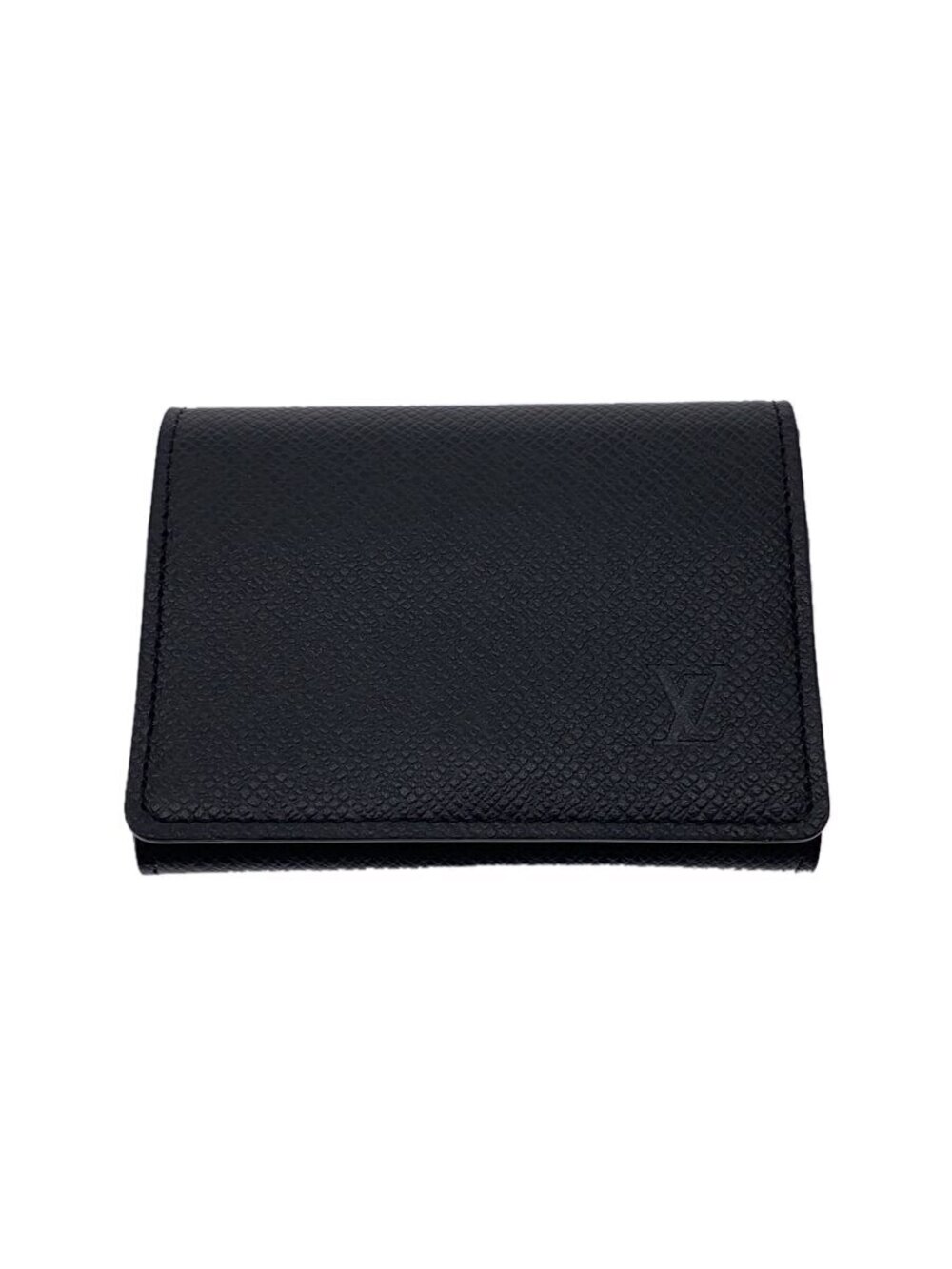 LOUIS VUITTON Envelope Wallet Carte de Visite NM Taiga Black Cowhide Black Solid